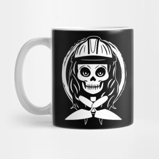 Female Bricklayer Skull and Trowel White Logo Mug